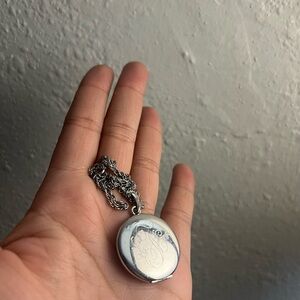 Unique Vintage sterling Silver Engraved Locket Necklace